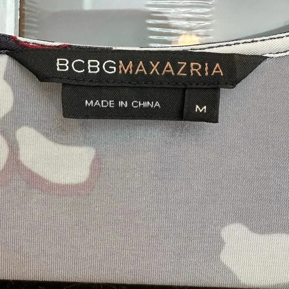 Vintage BCBGMAXAZRIA Y2K Navy Red Bohemian Floral Shift Dress Size M Medium - Image 7