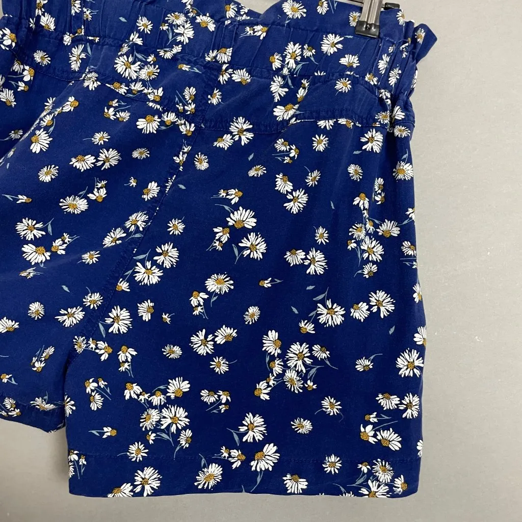 Thread + Supply Shorts Daisy Print Floral Navy Blue Elastic Waistband Sz Medium - Image 9