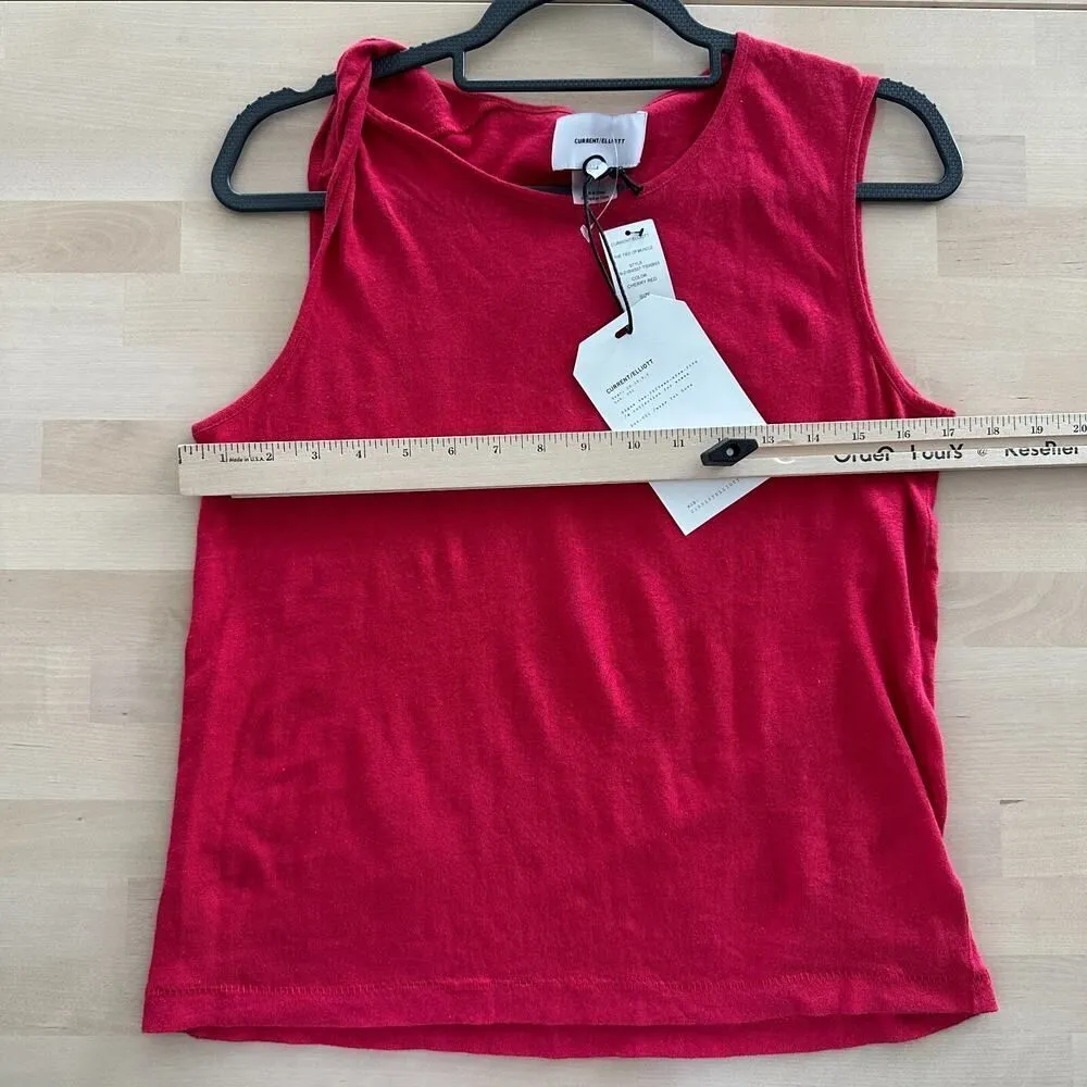 Current Elliott Tank Top Womens XS 0 Red Linen Cotton Elevated Basic Natural - Image 9