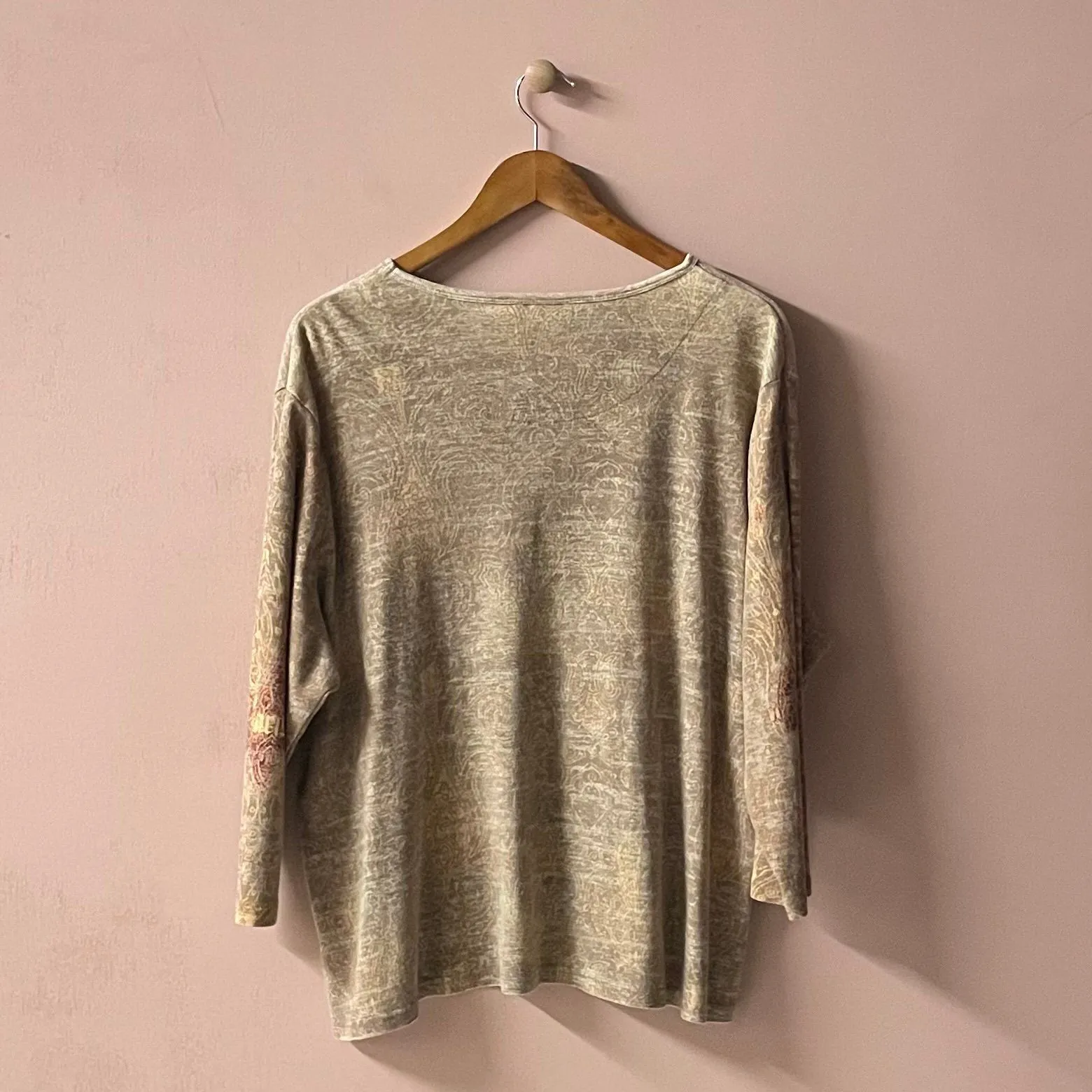 Vintage Gloria Banderbilt Y2K Café de Paris Printed 3/4 Sleeve Shirt Size 2X EUC - Image 2