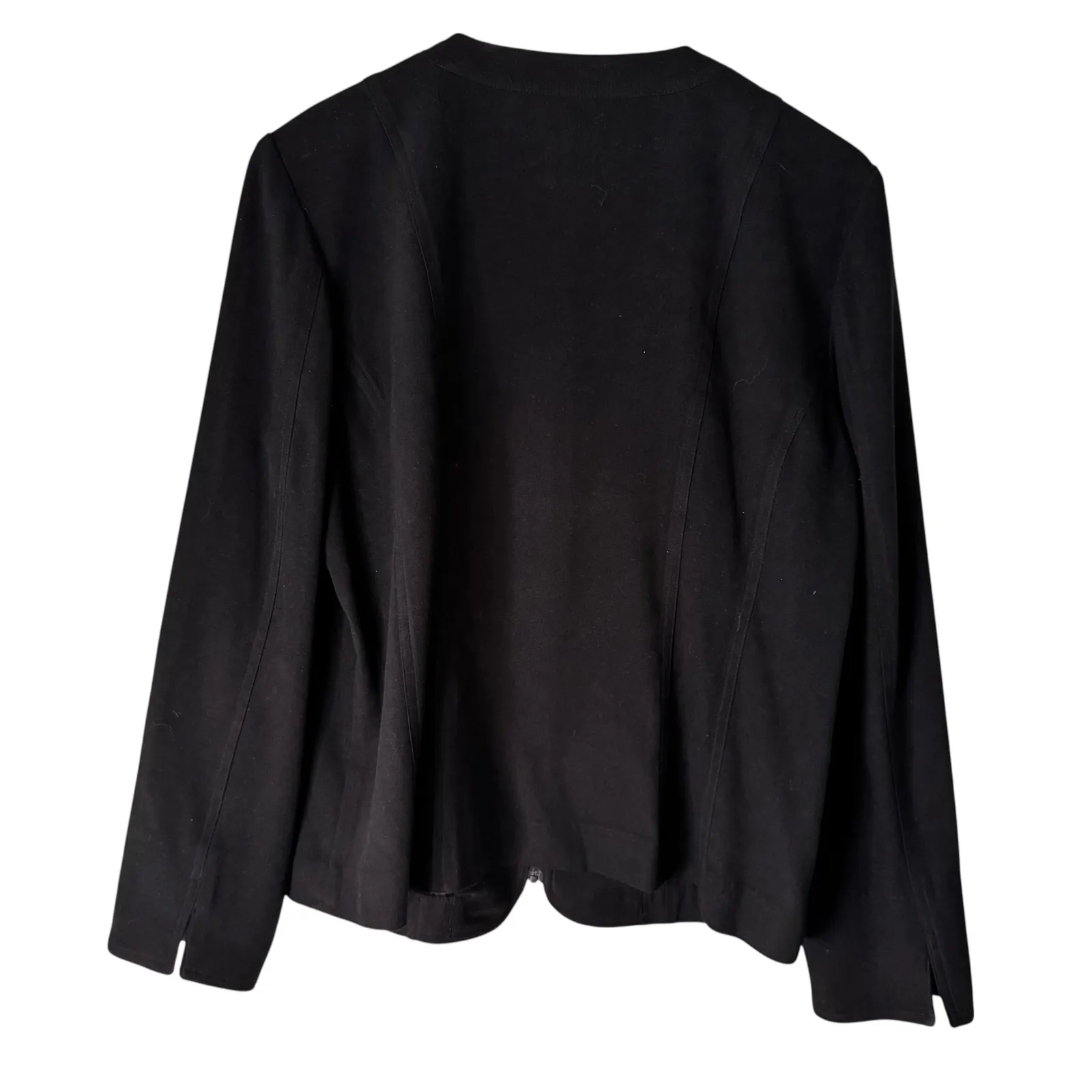 JM Collection Womens Black Zip Front Collarless Jacket Blazer Size 12 - Image 7