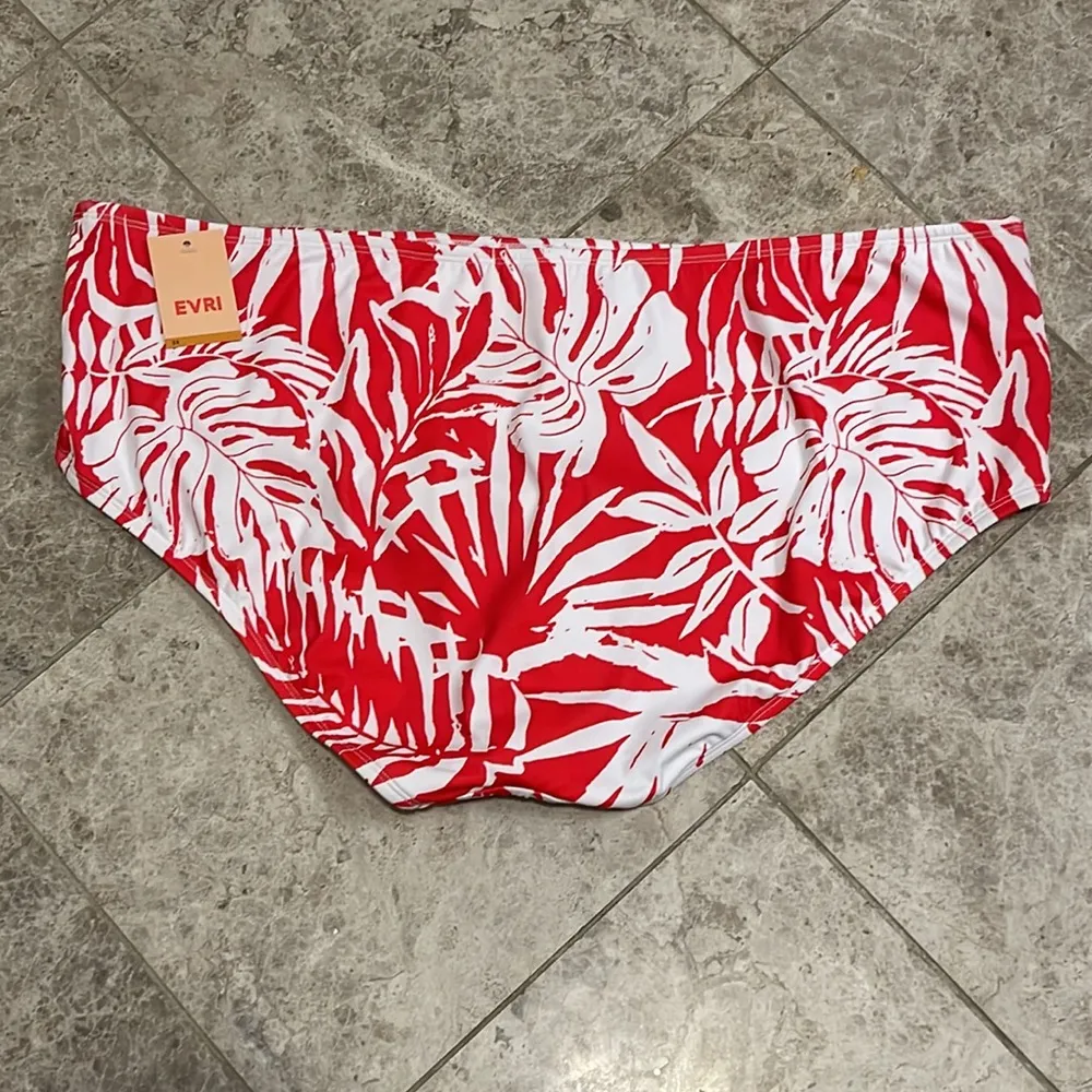Red White Palm Leaf EVRI Swim Bottoms NEW Size 3X - Image 8
