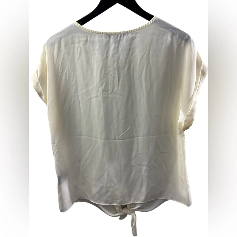 NWT Harve Benard winter white sheer blouse with tie waist cap sleeve size Large - Image 2