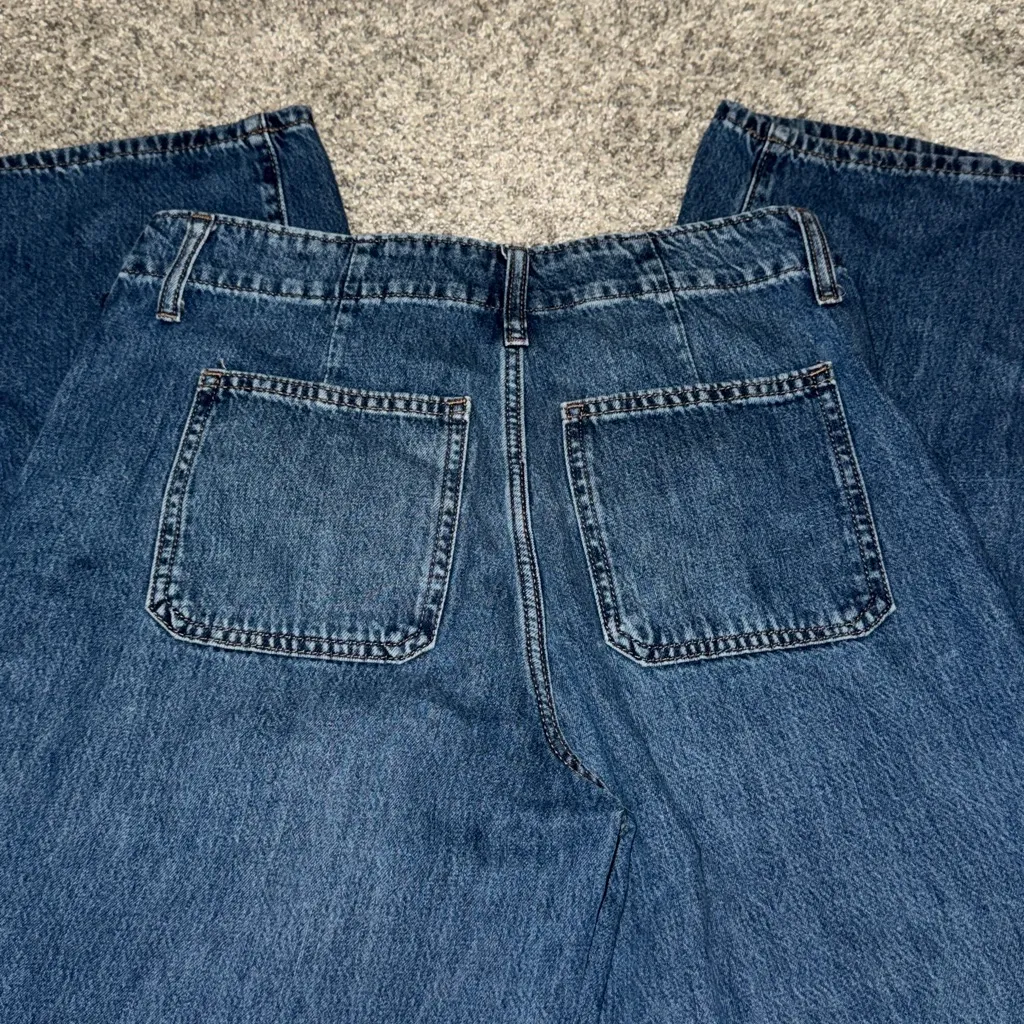 Old Navy Dark Blue High Rise  Wide-Leg Baggy Jeans - Image 3