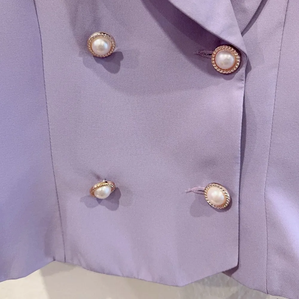 J.ING Jing Solid Purple Double Breasted Lapel Suit Jacket Top Size L NWT Size L - Image 2