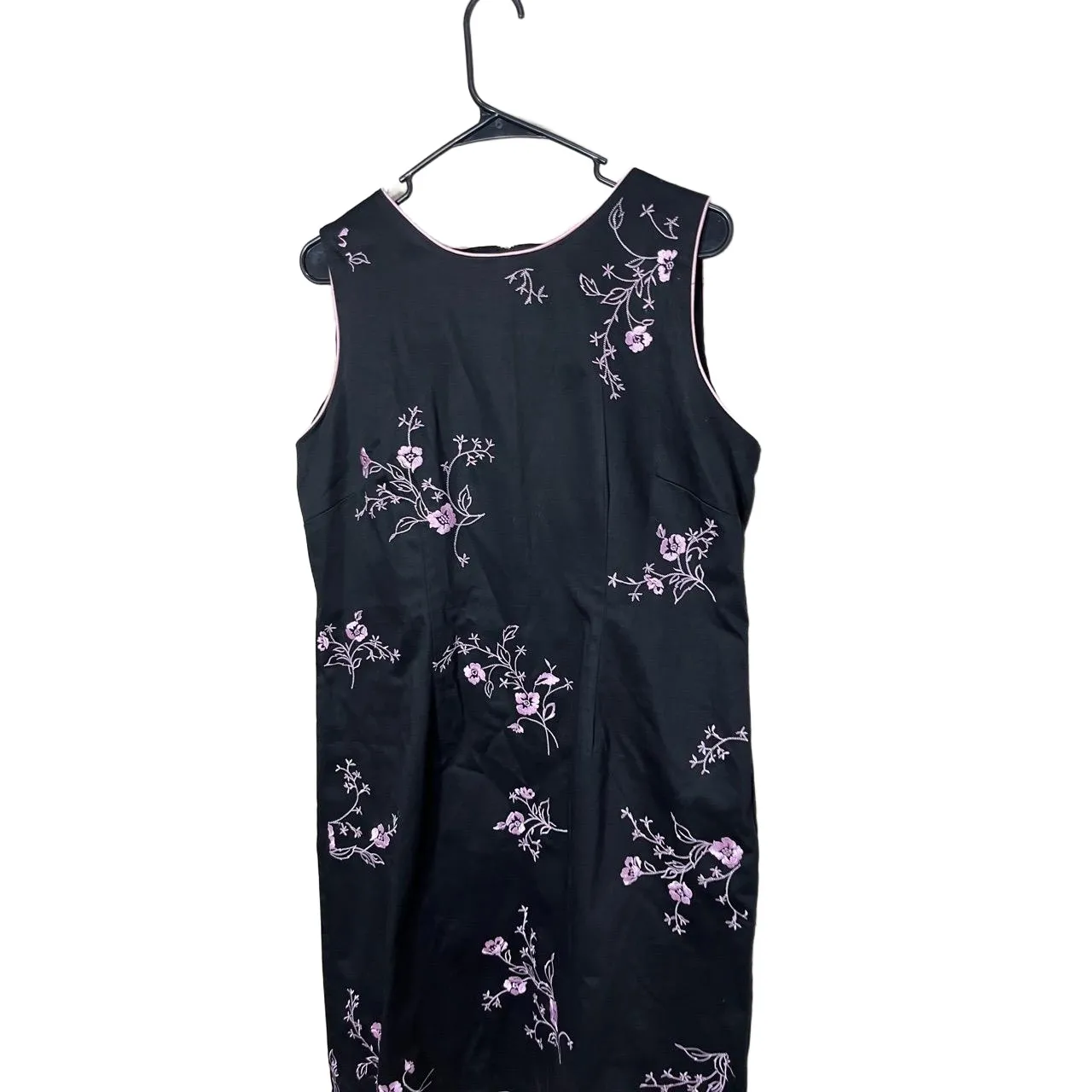Sag Harbor Black‎ Pink Floral Embroidery 90s Y2K Midi Dress Petite 12 Black Size undefined - Image 6