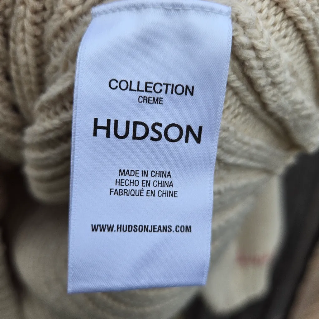 NEW Hudson Jeans Johnny Collared Wool-Blend Pullover, Cream L - Image 9