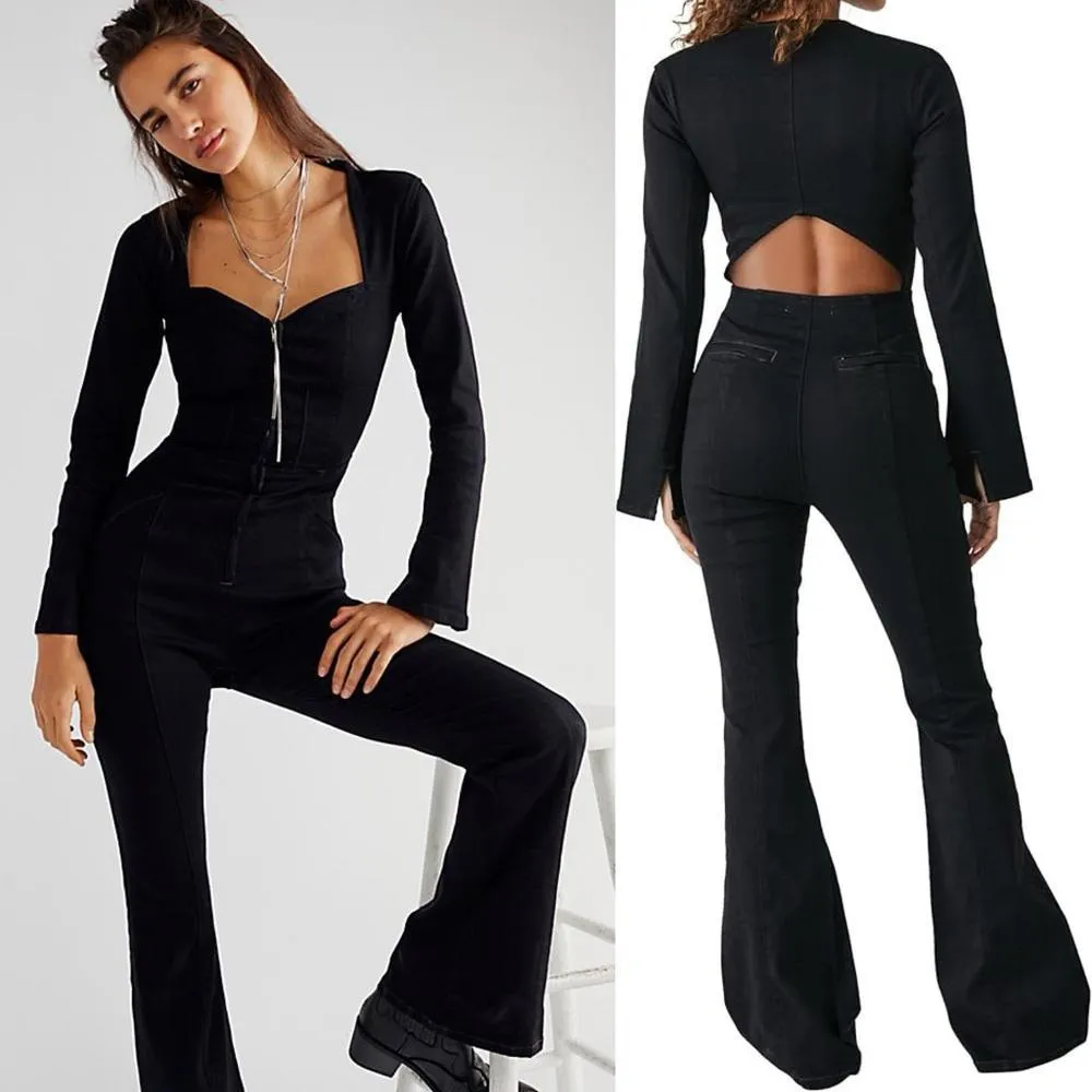 NWT Karly Jumpsuit in Night Rider FREE PEOPLE Large - Image 2