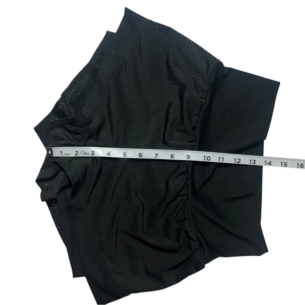 Black Athletic Athleisure Workout Gym Shorts Double Layer Mesh Spandex Small - Image 8