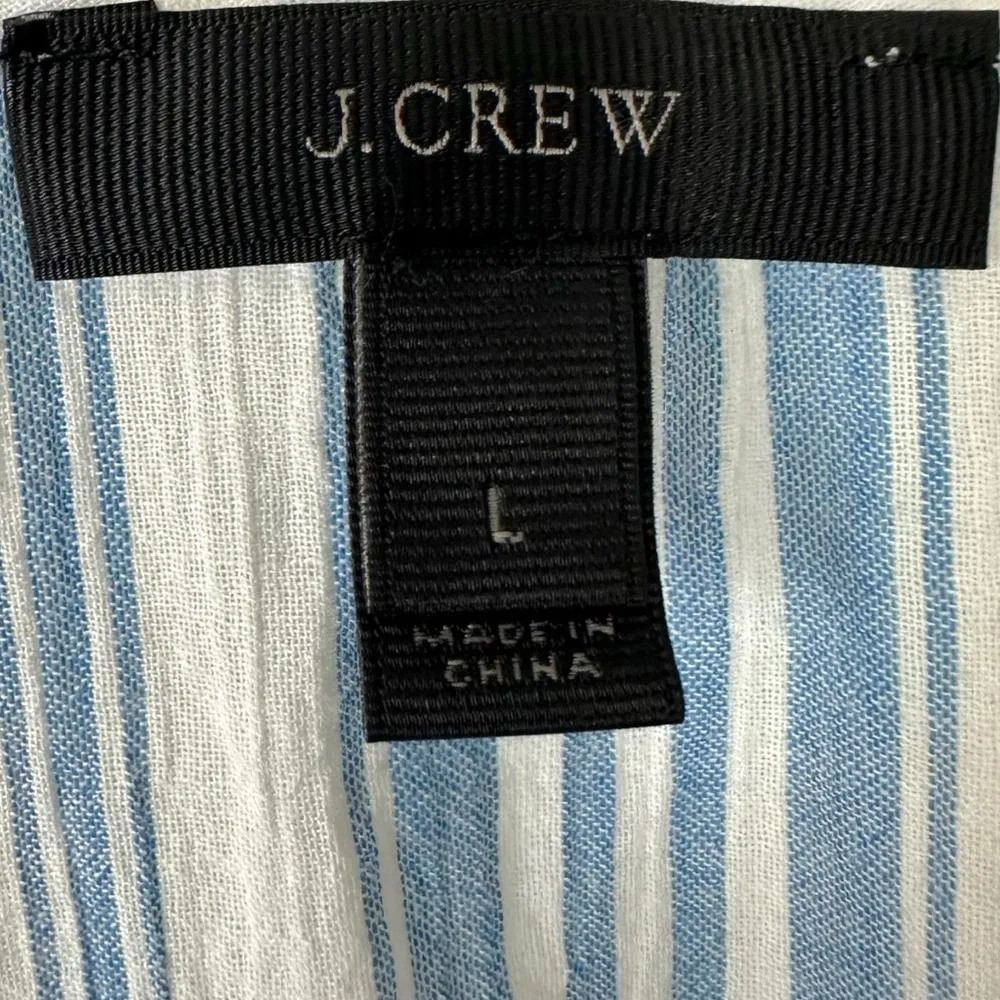 J.Crew Coastal Grandma Bohemian Embroidered Linen Oversized Boxy Tee Large Gold - Image 8