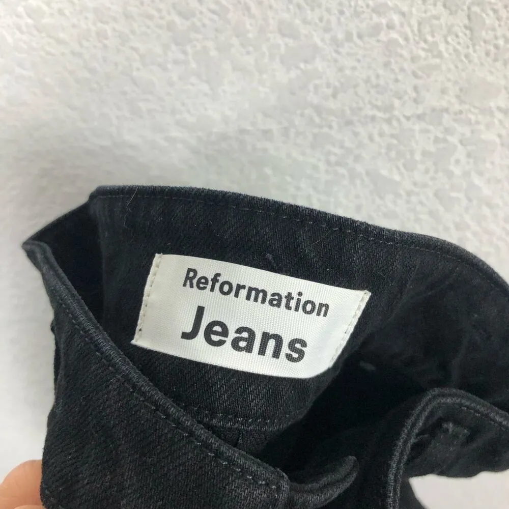 Reformation Vicki Black Jeans Size 23 High Rise Slim Straight Stretch - Image 6