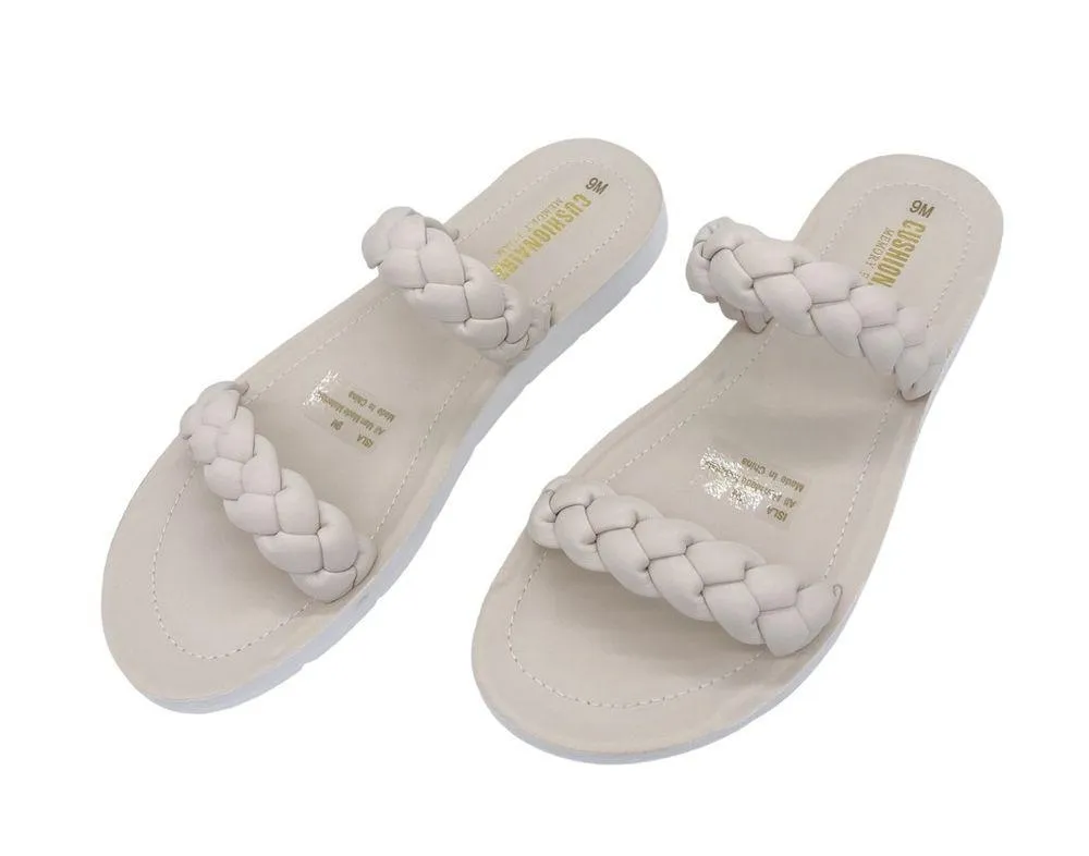 Cushionaire ivory flat slide sandals size 9 NEW! - Image 3