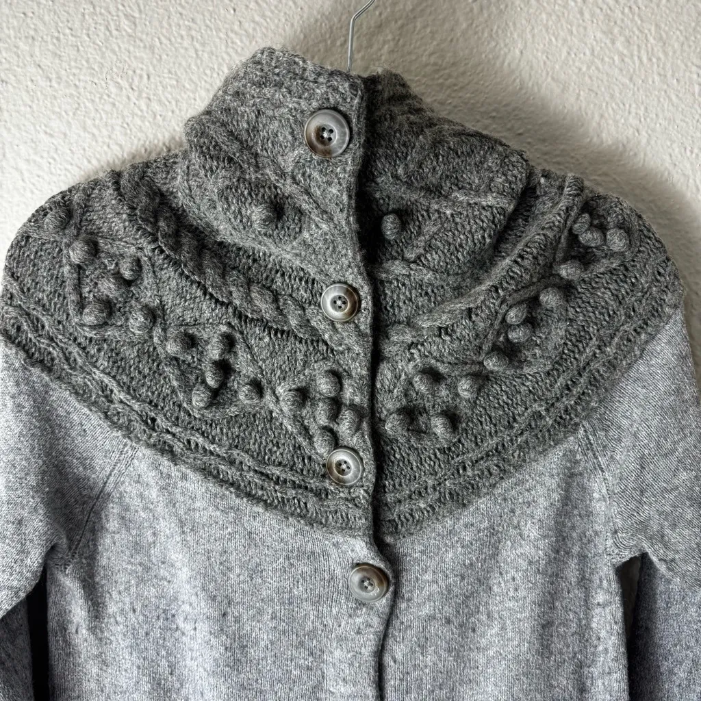 Anthro Sleeping On Snow Wool Thick Chunky Knit Hoodie Sweater Cardigan Small - Image 3