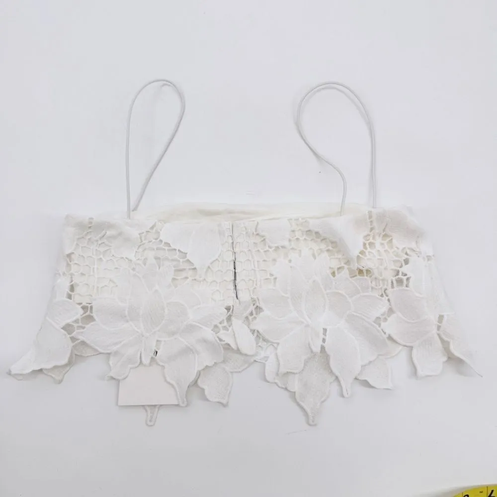 Free People Rumer Tropez White Lace Crochet Crop Top Med NWT - Image 4
