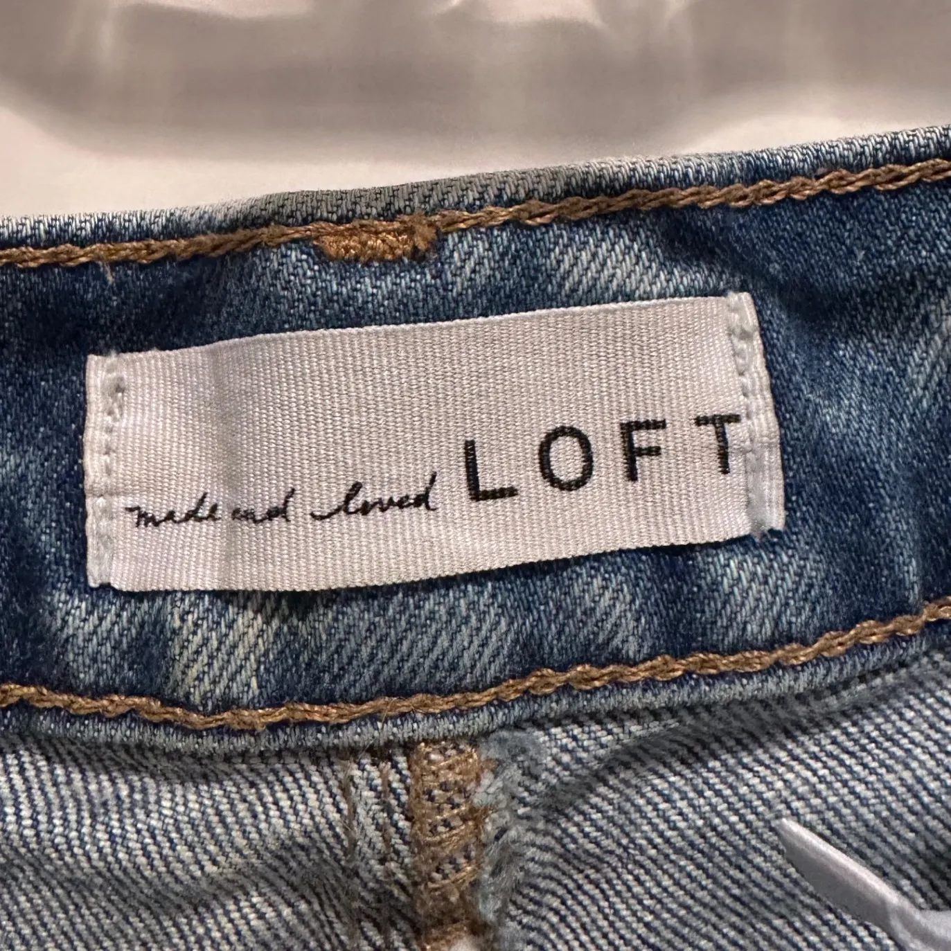 Loft High Waist Straight Crop Distresssed Denim Jeans Size 32 - Image 3