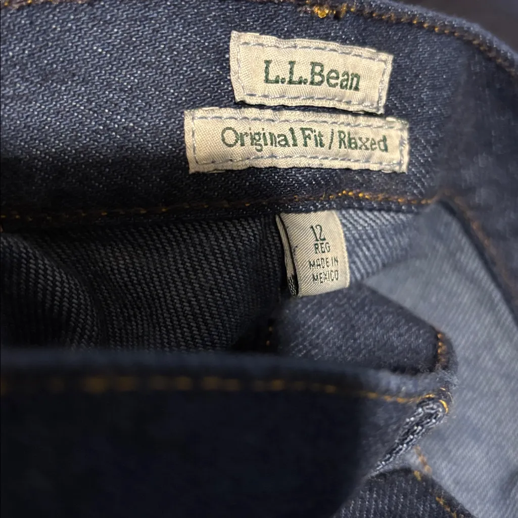 L.L.Bean Original Relaxed Fit Jean 12R Dark Denim 100% Cotton Straight Leg Blue Size 12 - Image 7