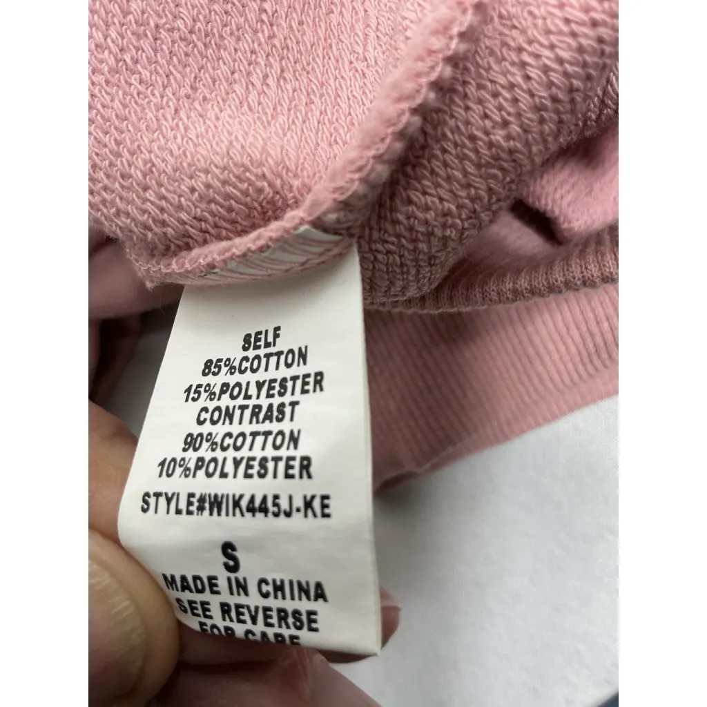 Womans Kittenish Long Sleeve Cropped Hoodie Small Pink Pockets - Image 4