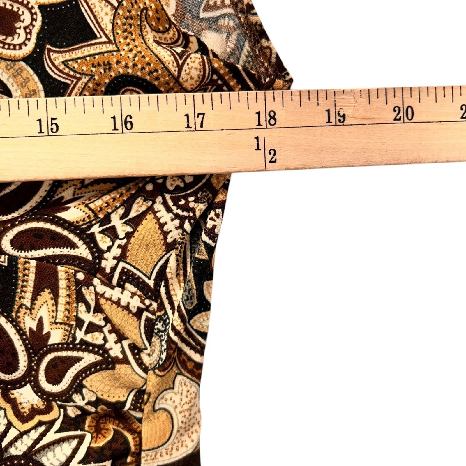 Vintage 90s Paisley Blouse Brown Large‎ - Image 11