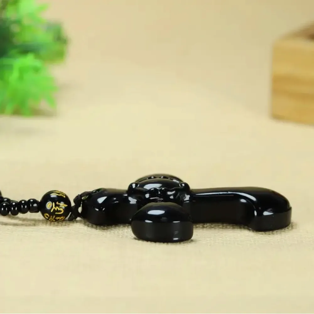 1pc Classic Religious Style Christian‎ Cross Fashion Obsidian Pendant Necklace Black - Image 9