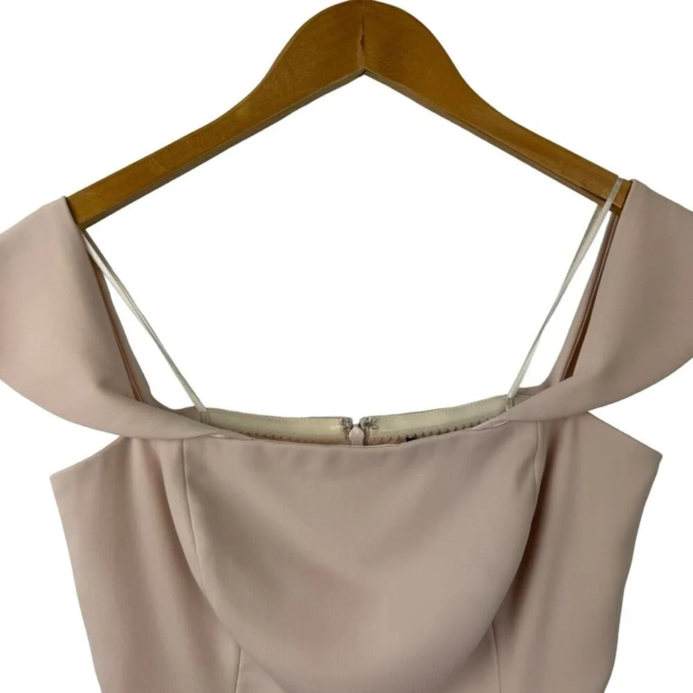 Jay Godfrey Downie Gown Midi Dress Nude Pink Off Shoulder Stretch Size 2 - Image 10