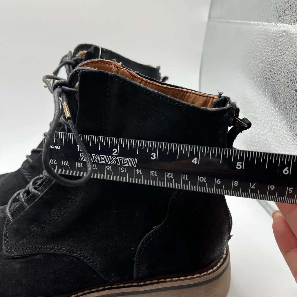 NWOB Comfortiva Women's Resee Black Suede Ankle Combat Boots Lace Up Zip 6.5M Size 6.5 - Image 5