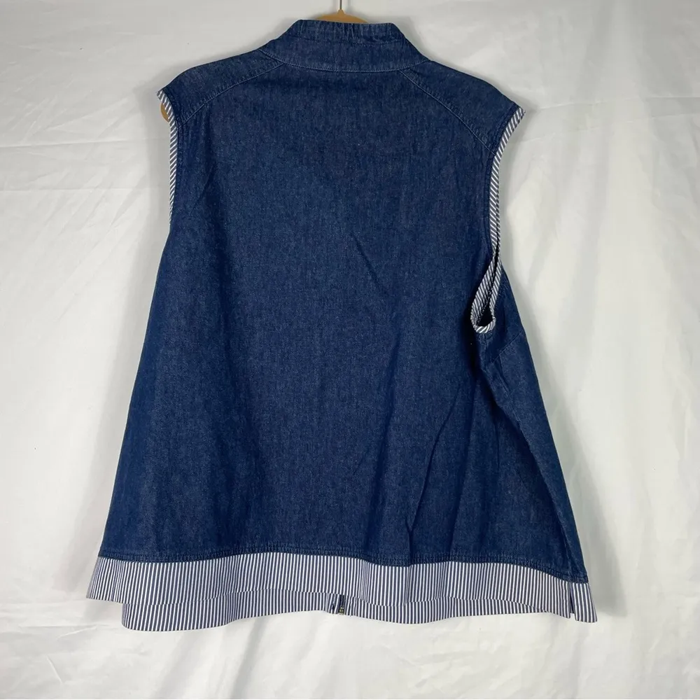 Allison Daley II Denim Jean Full Zip Vest With Striped Trim Women’s Sz 22W - Image 4
