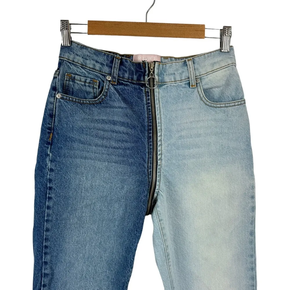 Revice Yin Yang High Waisted Two-Tone Crop Jeans Tokyo Wash Size 27 - Image 3