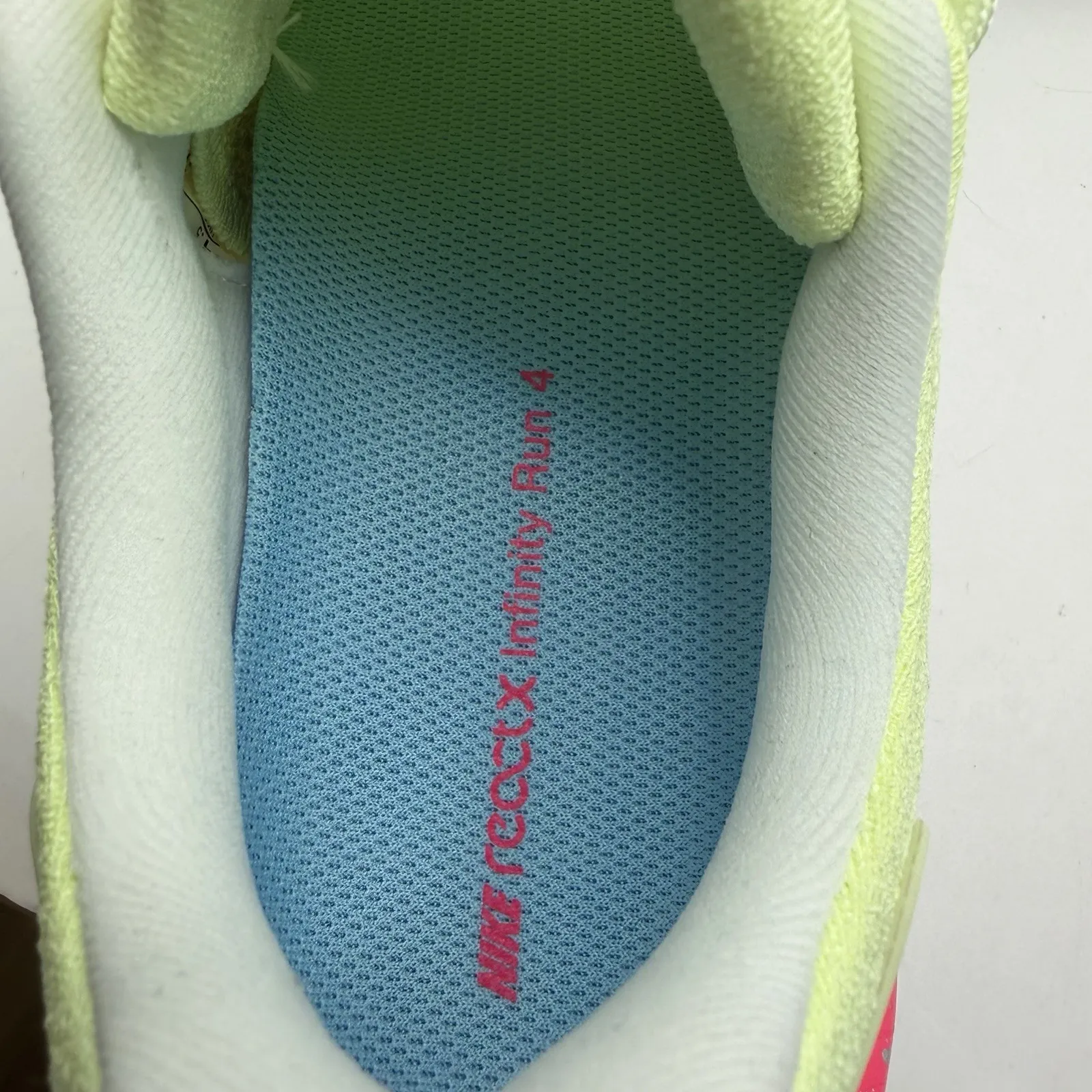 New Size 7.5 Women´s - Nike ReactX Infinity Run 4 - Barely Volt /Aquarius Blue - Image 8