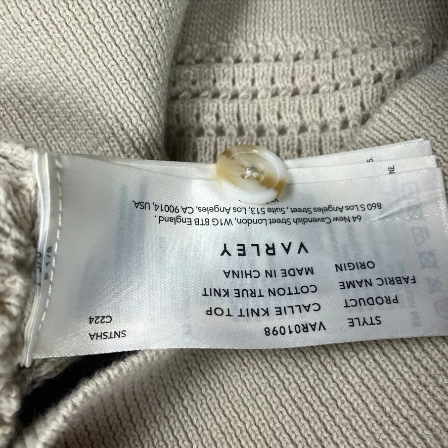 VARLEY Callie Knit Top Cotton True Knit Short Sleeve V-Neck Pullover Women's - Image 8