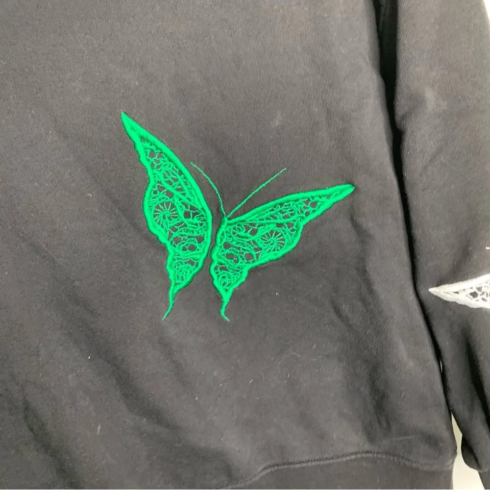 MSGM black‎ embroidered butterfly sweatshirt size small minimalist Black - Image 3