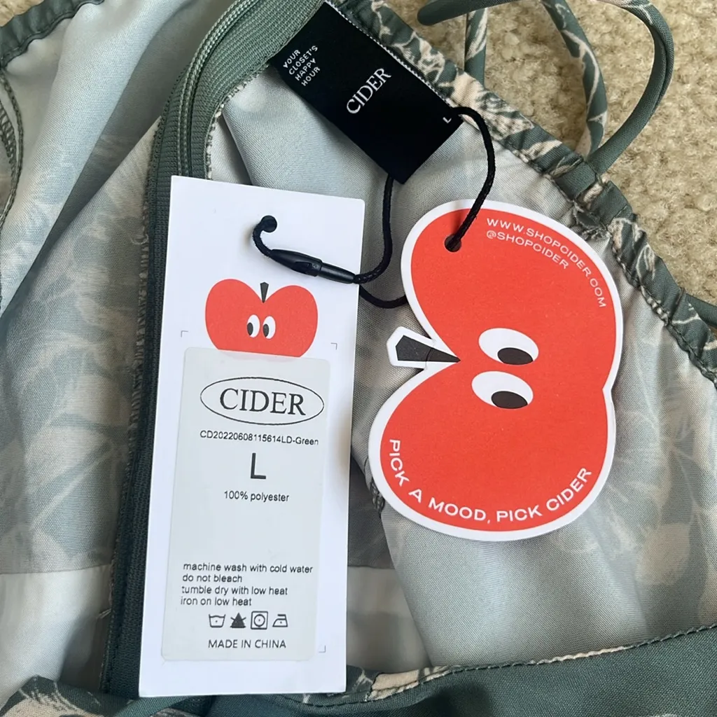 NWT Cider Floral Slit Midi Dress in Green White Women's Large - Image 7