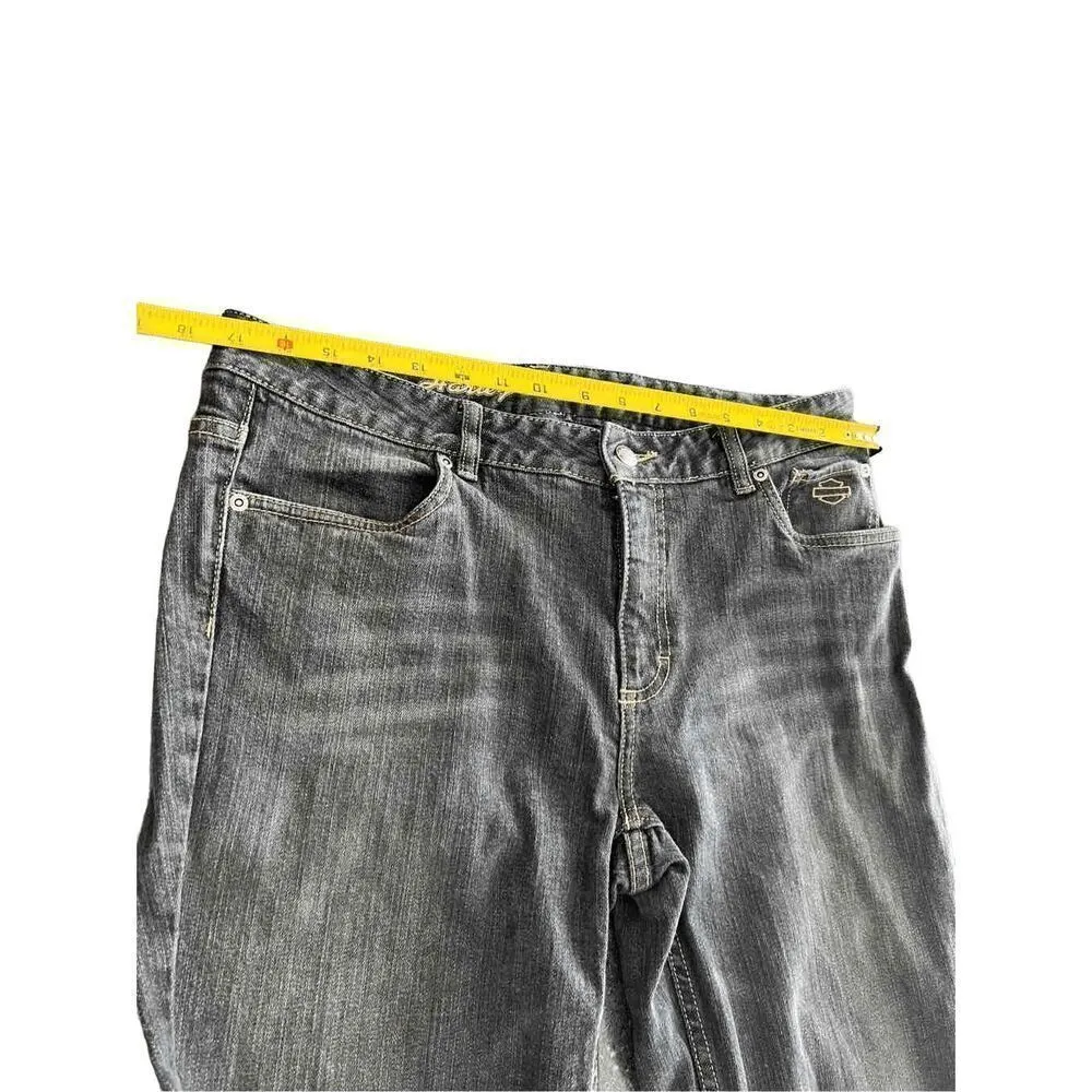 Harley Davidson Boot Cut Jeans in Black Size 12 Long Gray - Image 11