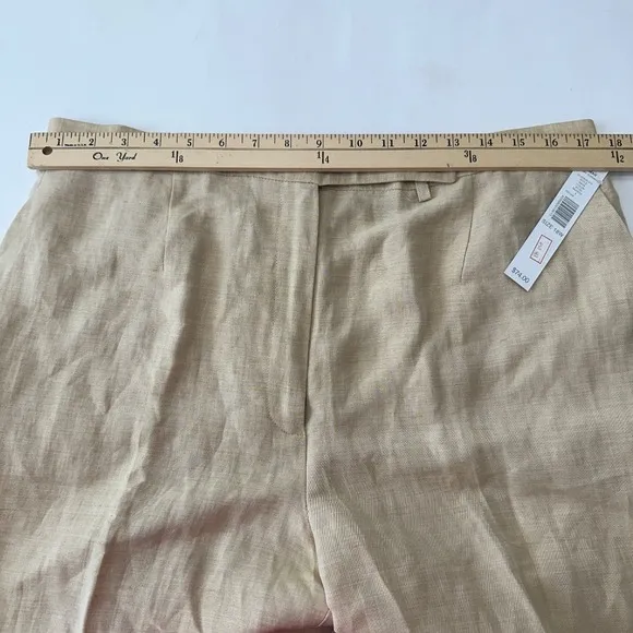NWT Kate Hill‎ Linen Blend Pants Indian Summer Beige Cropped Trousers Womens 18W - Image 5