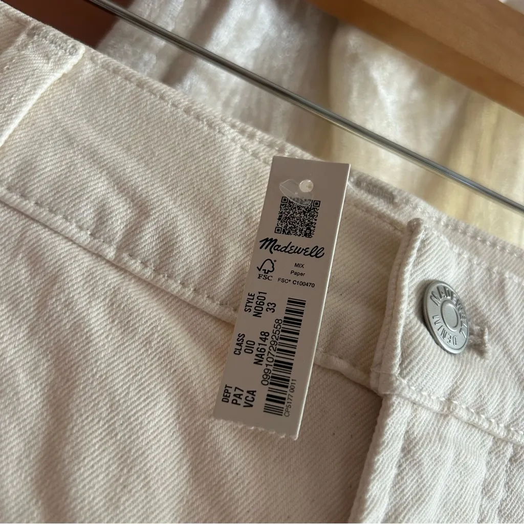 Madewell The Perfect Vintage Wide-Leg Crop Jean Vintage Canvas Cream NWT Size 33 - Image 4