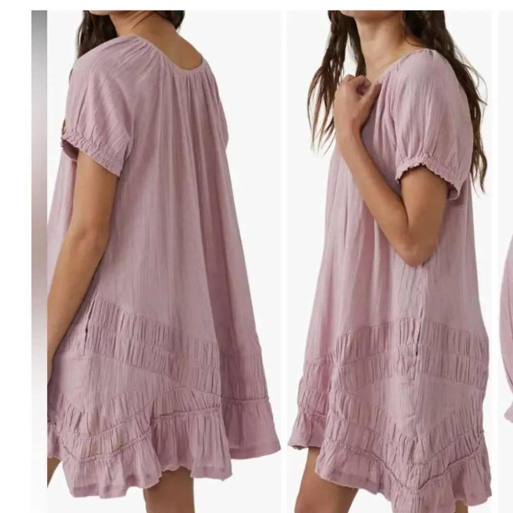 NWT FREE PEOPLE ENDLESS SUMMER SO SCENIC MINI DRESS Mauve Zephyr - Image 4