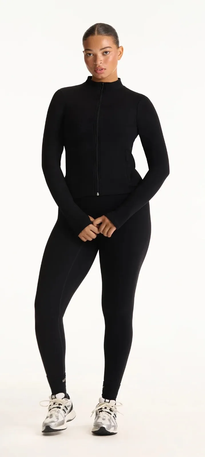 Set Active Black Sportbody Sporty Warm Up Full Zip Athletic Jacket Size Medium - Image 1