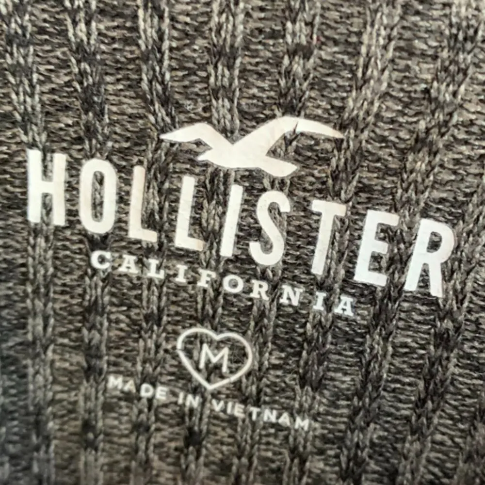 Hollister Dark Gray Ribbed Cropped Cowl Neck Sweater - Image 3