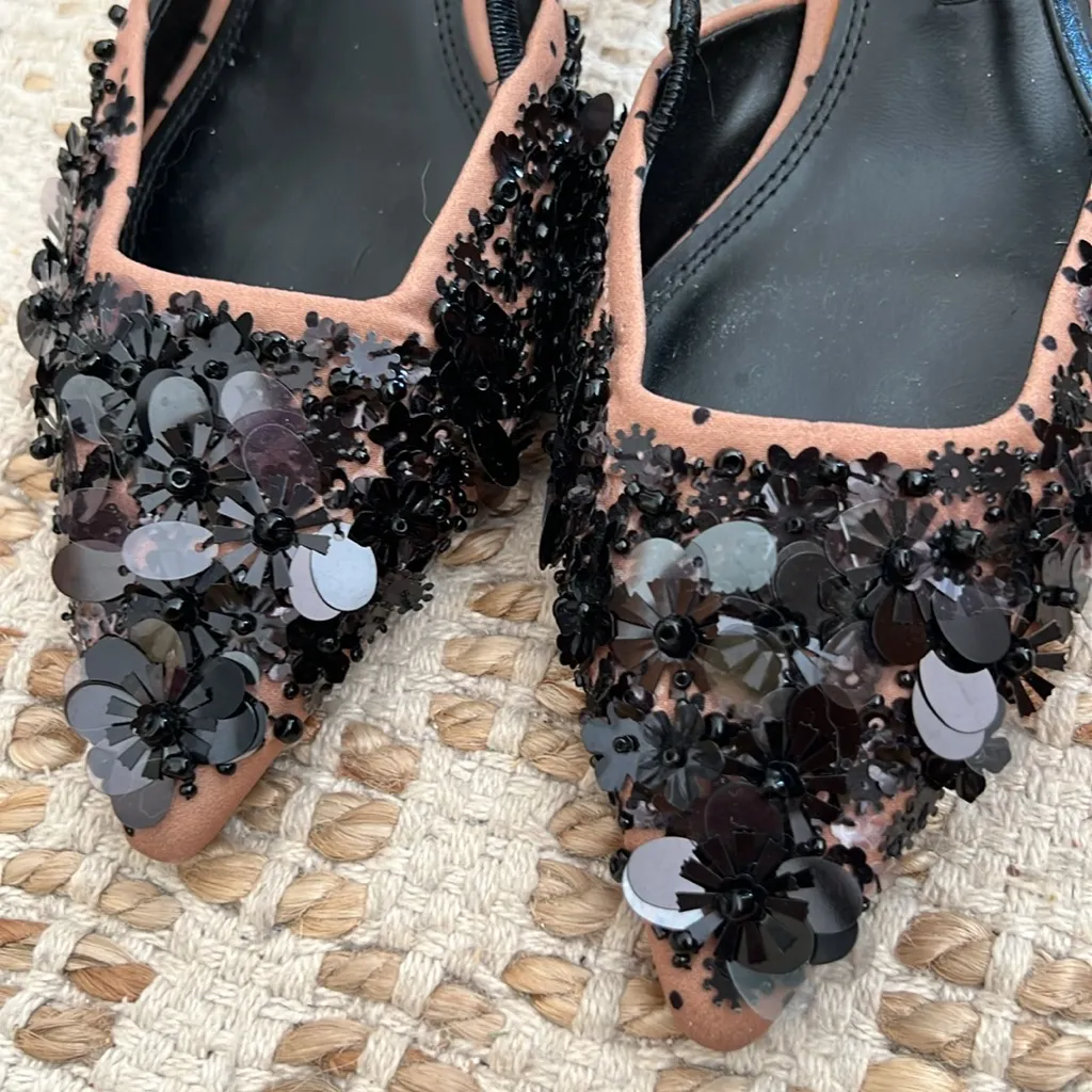 Zara Sequin Kitten Heels Size 38 / 7.5 - Image 6