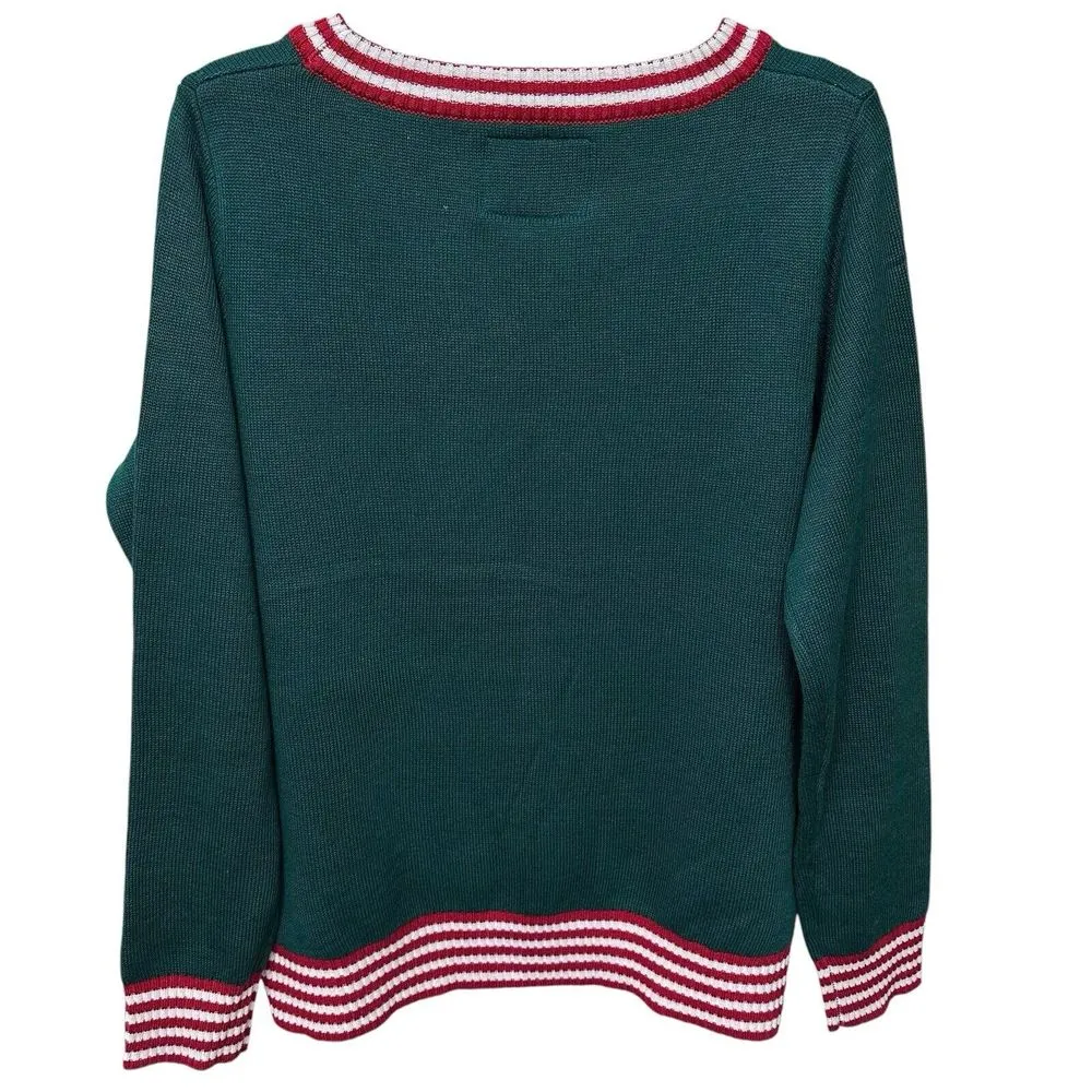 Tipsy Elves Ugly Christmas Sweater Santa Pouring Milk Size Large‎ Green Red - Image 5