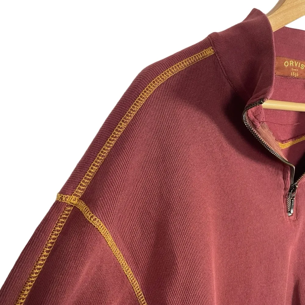 Orvis Women’s Ribbed Cropped Quarter Zip Pullover in Red/Orange Size M - Image 8