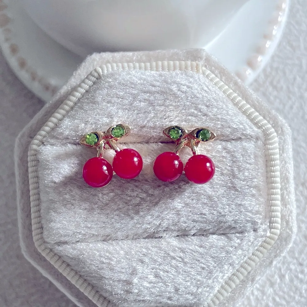 Cute Cherry earrings Red - Image 3