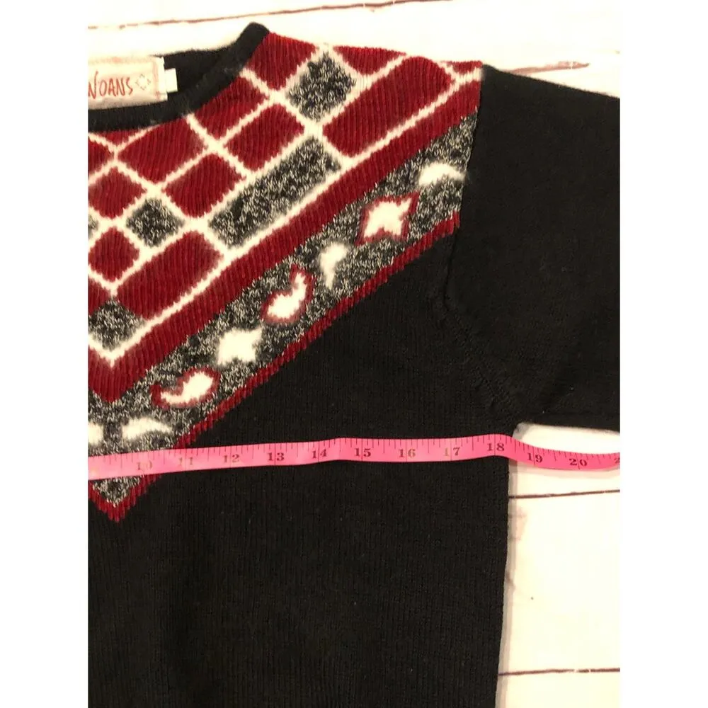 Woans Women Sweater Winter Holiday Red White Black Size Small Laine Size M - Image 8