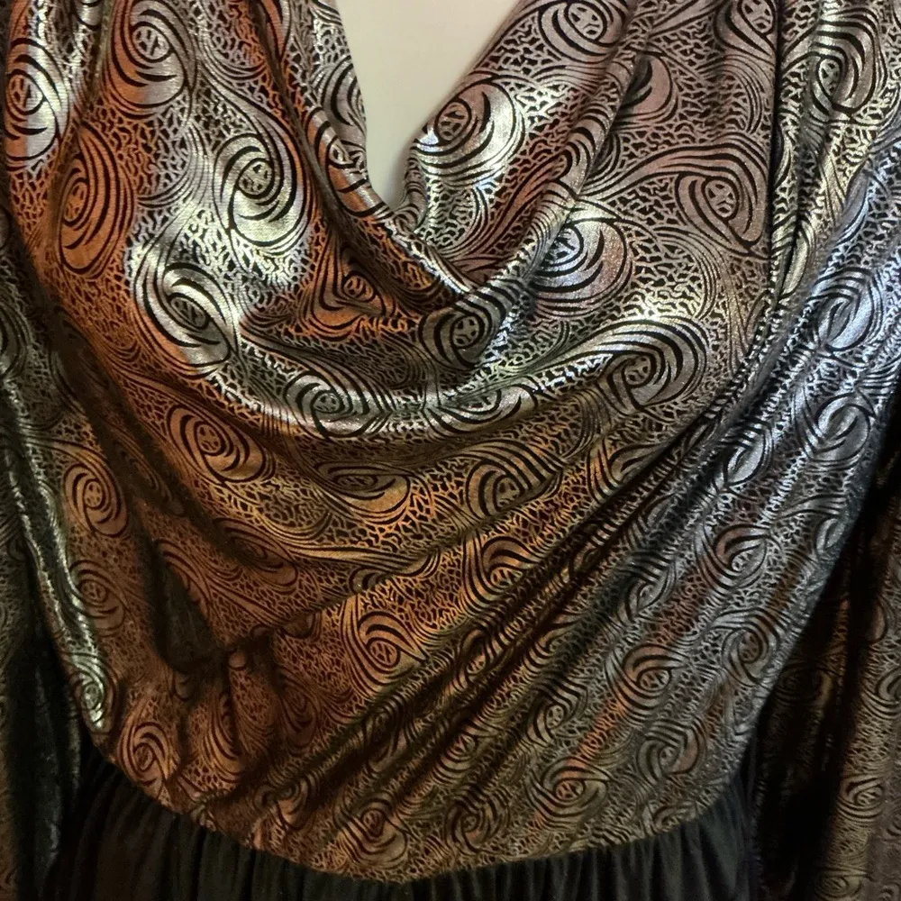 Vintage black n silver disco harem pants jump suit Size 6P - Image 3