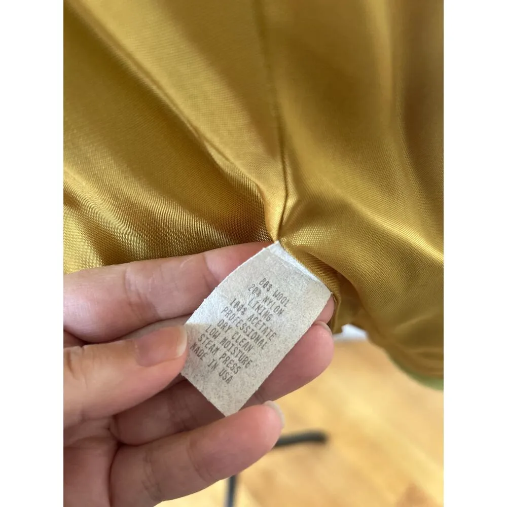 Vintage 90s Johnathan Michael Lime Green Wool Tortoiseshell Zip Jacket Size M - Image 5