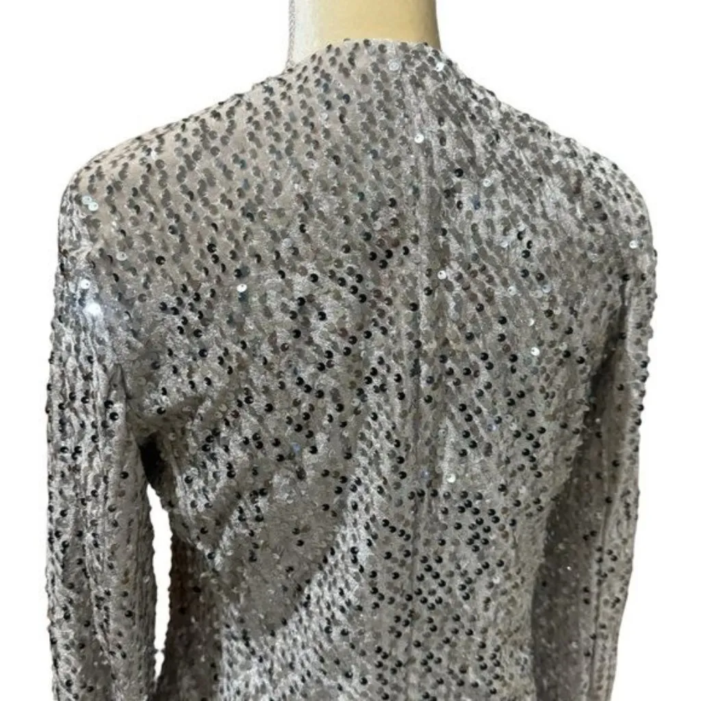 NEW Sanctuary All Night Flock Sequin Blazer Color Champagne New Years Holiday M - Image 6