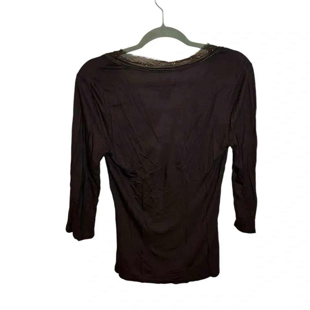 NWT Calvin Klein Jeans Brown Beaded Y2K Top - Image 2