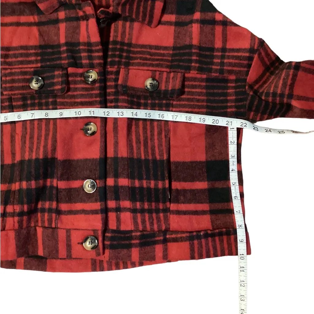 LulaRoe buffalo plaid Berlin jacket. Red/black flannel plaid. Medium - Image 9
