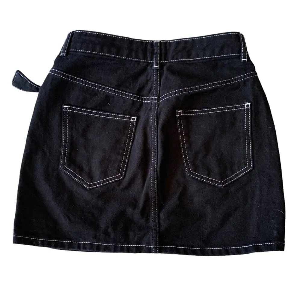 BDG black deniim skirt womans size XS urban outfitters cute belt button - Image 6