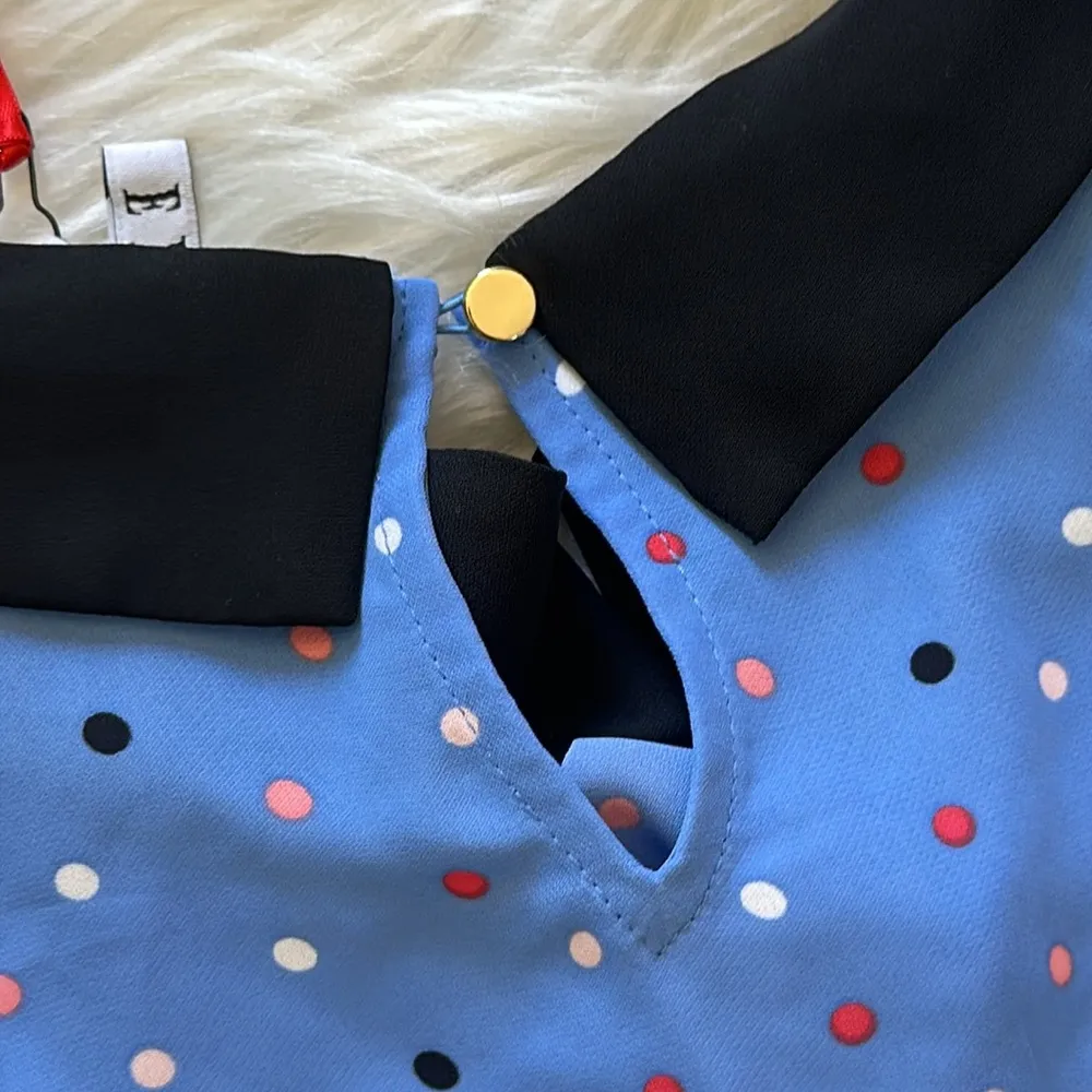 Peter Pan Collar  Inverted Pleat Women’s Chiffon Top Size Medium - Image 6