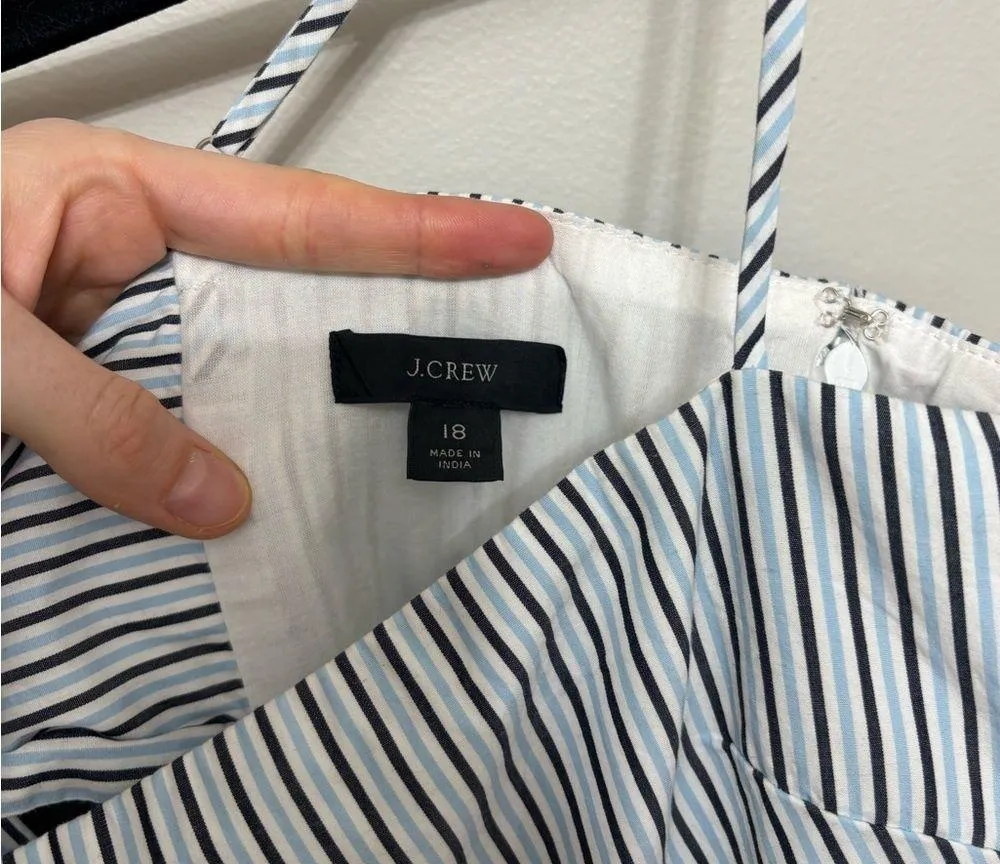 J. Crew Tie-Back Tiered Dress in Blue and White Stripe - Size 18 - Image 5